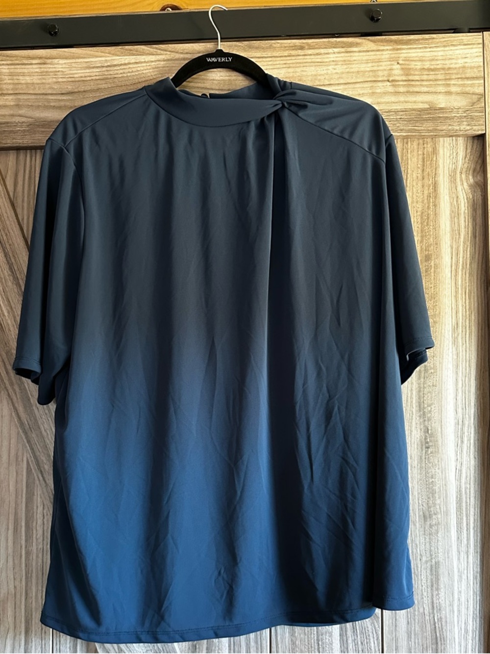 Worthington French Blue T-Shirt Style Blouse with Know Collar Detail Size 2X
